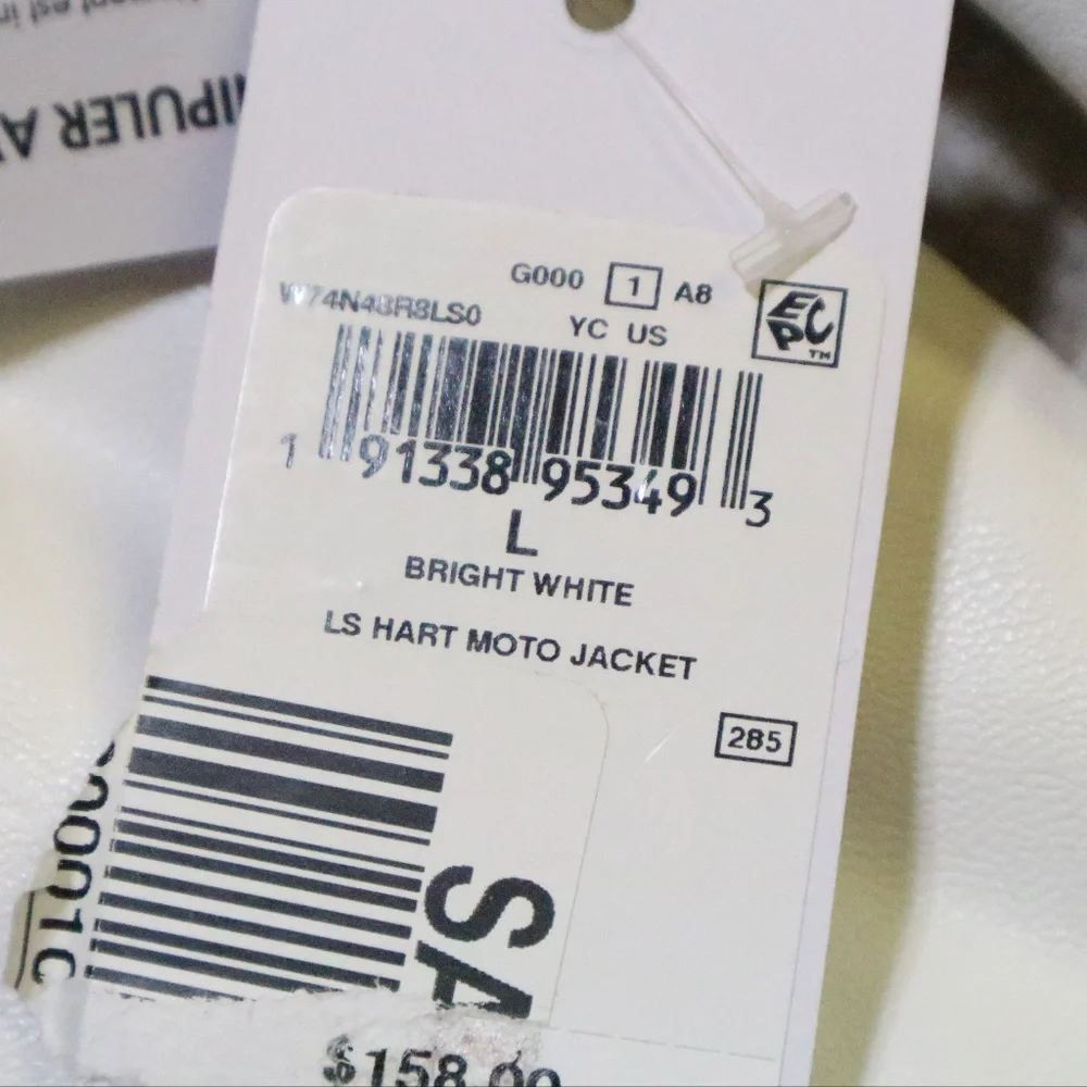 GUESS LS Hart Bright White Moto Jacket NWT Sz LG Women - Picture 5 of 8